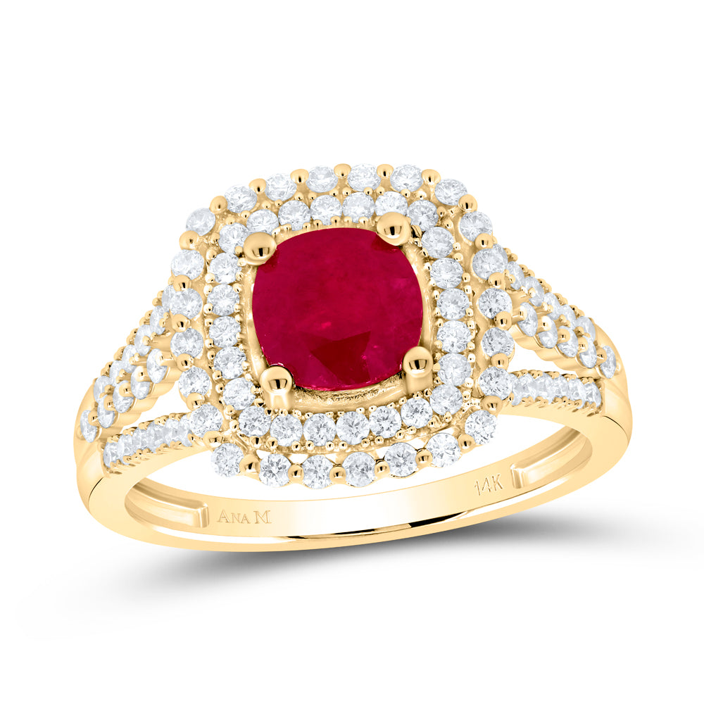 14kt Yellow Or White Or Rose Gold Natural Diamond Ana M 6 Mm Cu Ruby Natural Gem Wedding Engagement Anniversary Ring