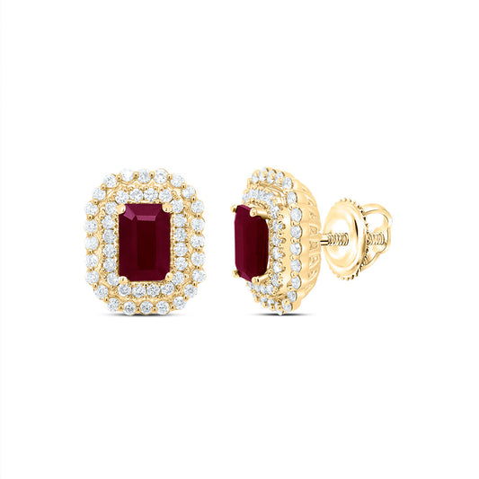 14kt Yellow Or White Or Rose Gold Natural Diamond Ana M 6x4mm Em Ruby Natural Gem Earring