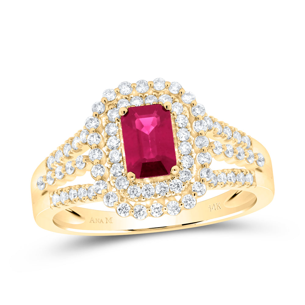 14kt Yellow Or White Or Rose Gold Natural Diamond Ana M 6x4mm Em Ruby Natural Gem Wedding Engagement Anniversary Ring