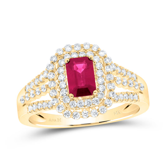 14kt Yellow Or White Or Rose Gold Natural Diamond Ana M 6x4mm Em Ruby Natural Gem Wedding Engagement Anniversary Ring