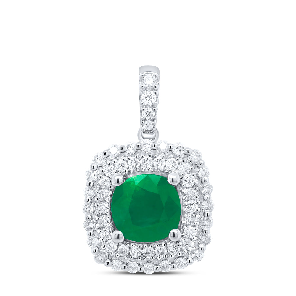 14K Yellow Or White Gold 1/3Ctw Natural Diamond Ana M 6X6Mm Cushion Natural Gem Pendant