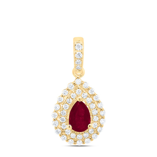 14kt Yellow Or White Or Rose Gold Natural Diamond Ana M 6x4mm Pear Ruby Natural Gem Pendant
