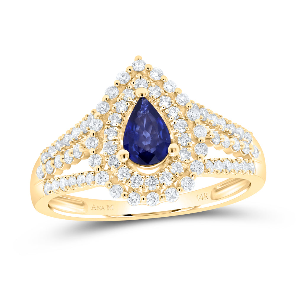 14kt Yellow Or White Or Rose Gold Natural Diamond Ana M 6x4mm Pear Ruby Natural Gem Wedding Engagement Anniversary Ring