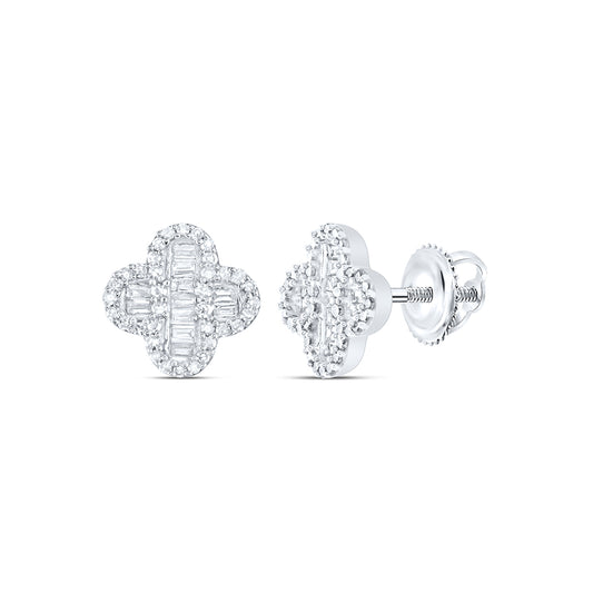 10kt White Gold 3/8 Cttw Natural Diamond Clover Earring