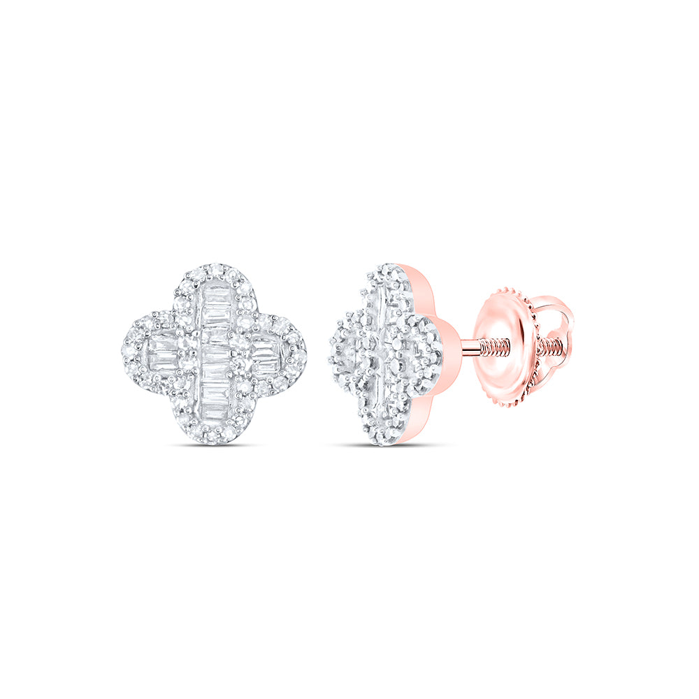 10kt Rose Gold 3/8 Cttw Natural Diamond Clover Earring