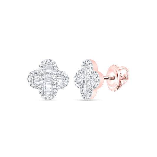 10kt Rose Gold 3/8 Cttw Natural Diamond Clover Earring