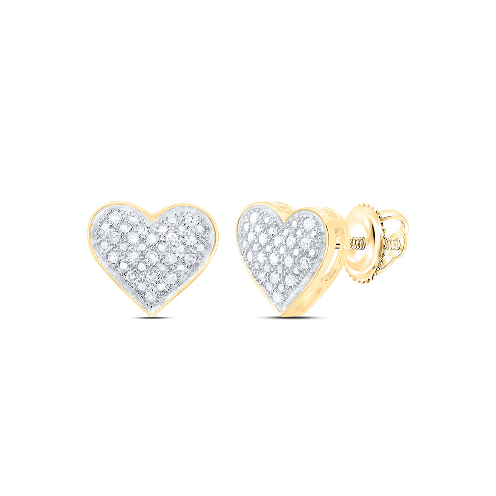 10K Yellow Gold 1/8Ctw Natural Diamond P1 Gift Heart Earring