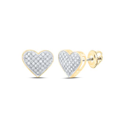 10kt Yellow Gold 1/4 Cttw Natural Diamond Heart Earring