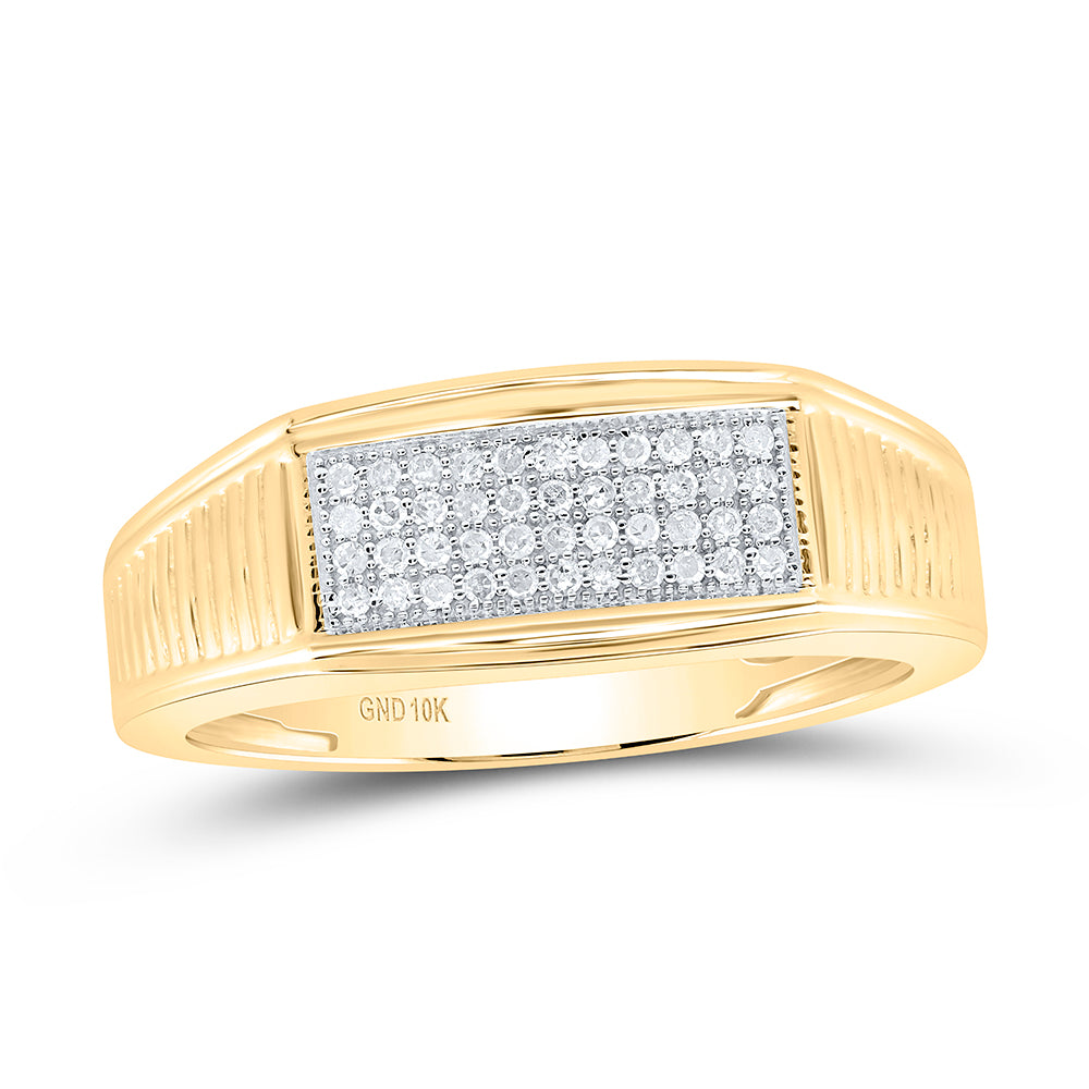 10K Yellow Gold 1/6Ctw Natural Diamond P1 Gift Mens Ring