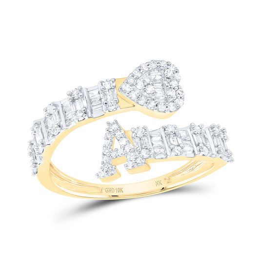 10kt Yellow Or White Gold Natural Diamond Fashion Initial Ladies Heart Cuff Wedding Engagement Anniversary Ring