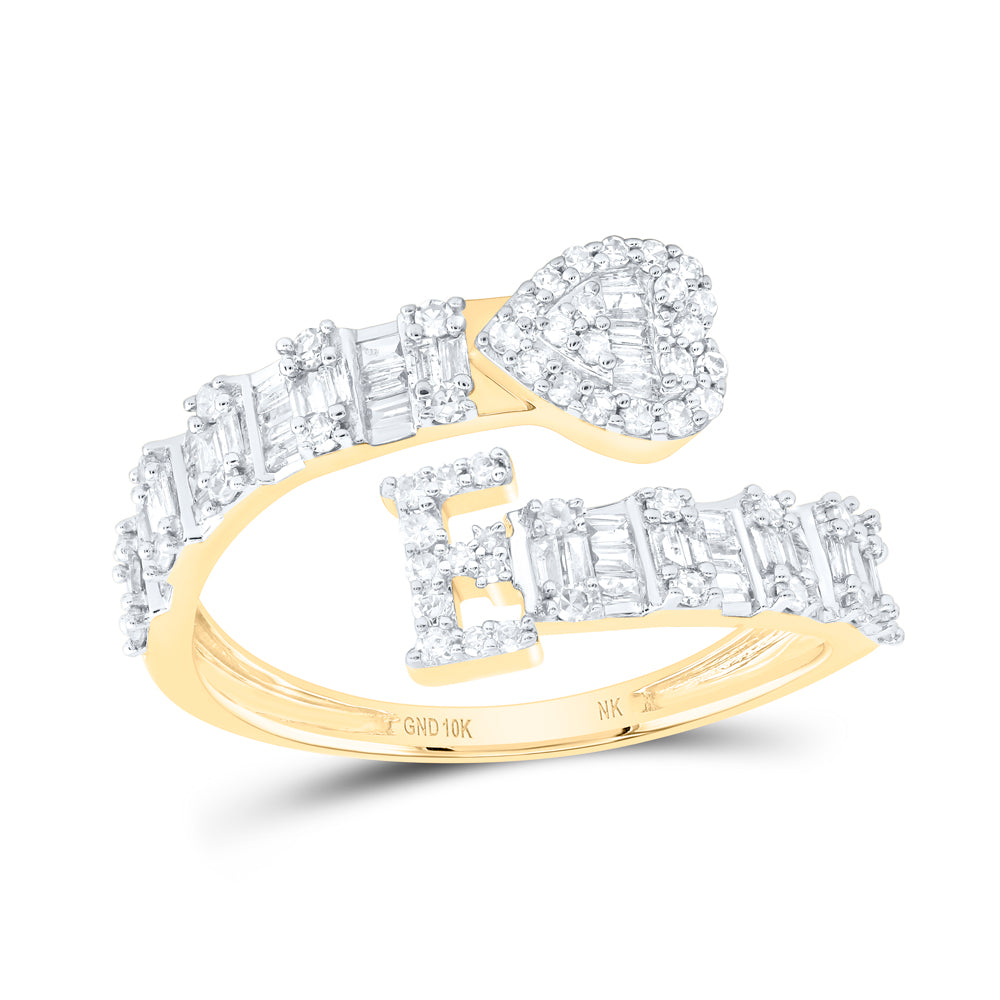 10kt Yellow Or White Gold Natural Diamond Fashion Initial Ladies Heart Cuff Wedding Engagement Anniversary Ring