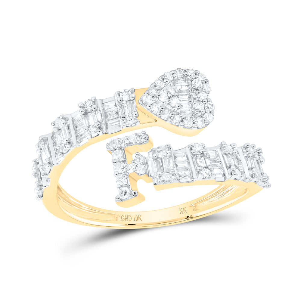 10kt Yellow Or White Gold Natural Diamond Fashion Initial Ladies Heart Cuff Wedding Engagement Anniversary Ring