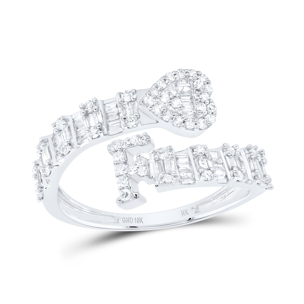 10kt Yellow Or White Gold Natural Diamond Fashion Initial Ladies Heart Cuff Wedding Engagement Anniversary Ring