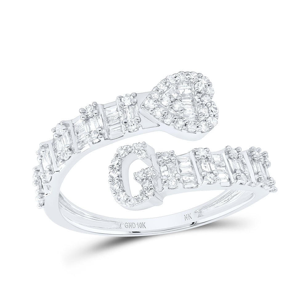 10kt Yellow Or White Gold Natural Diamond Fashion Initial Ladies Heart Cuff Wedding Engagement Anniversary Ring