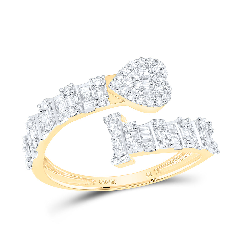 10kt Yellow Or White Gold Natural Diamond Fashion Initial Ladies Heart Cuff Wedding Engagement Anniversary Ring