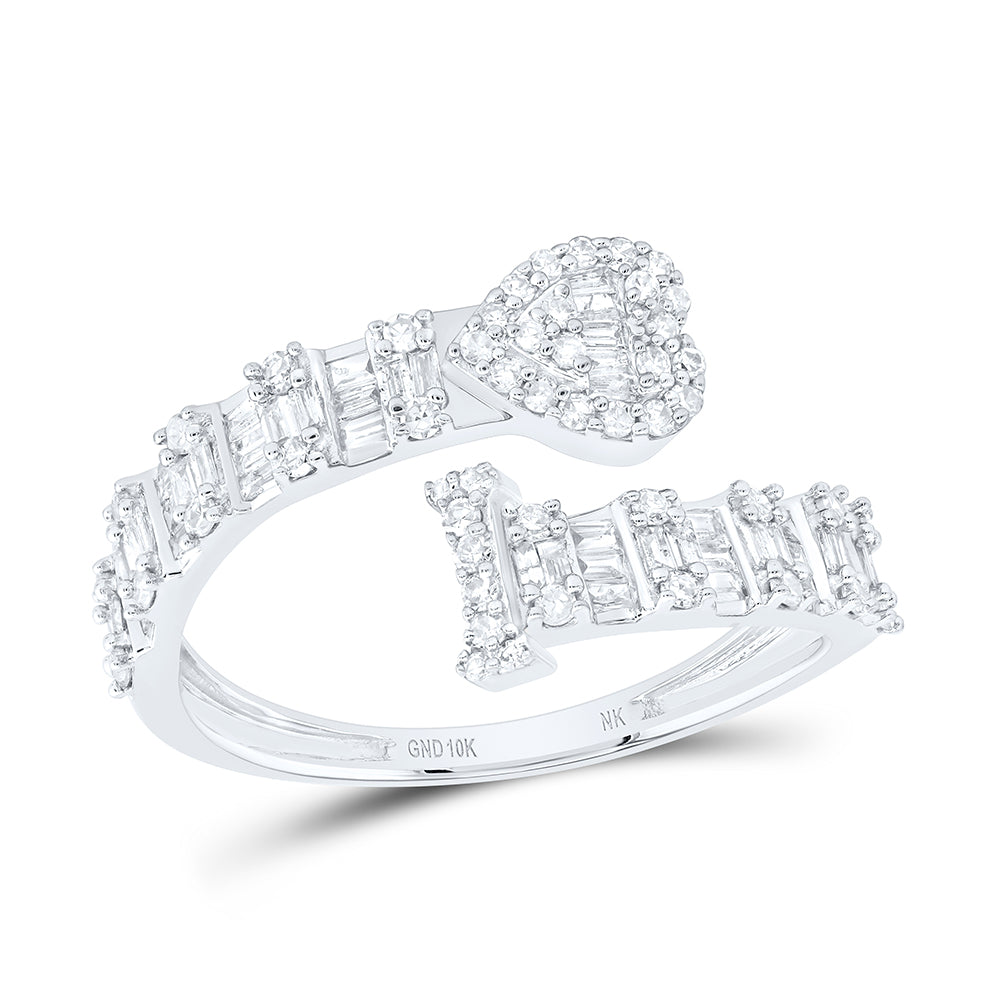 10kt Yellow Or White Gold Natural Diamond Fashion Initial Ladies Heart Cuff Wedding Engagement Anniversary Ring