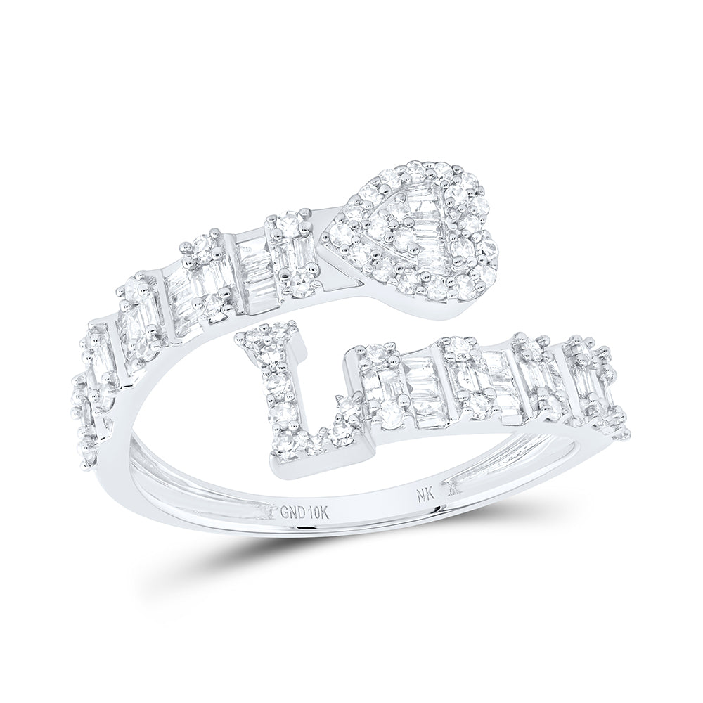 10kt Yellow Or White Gold Natural Diamond Fashion Initial Ladies Heart Cuff Wedding Engagement Anniversary Ring