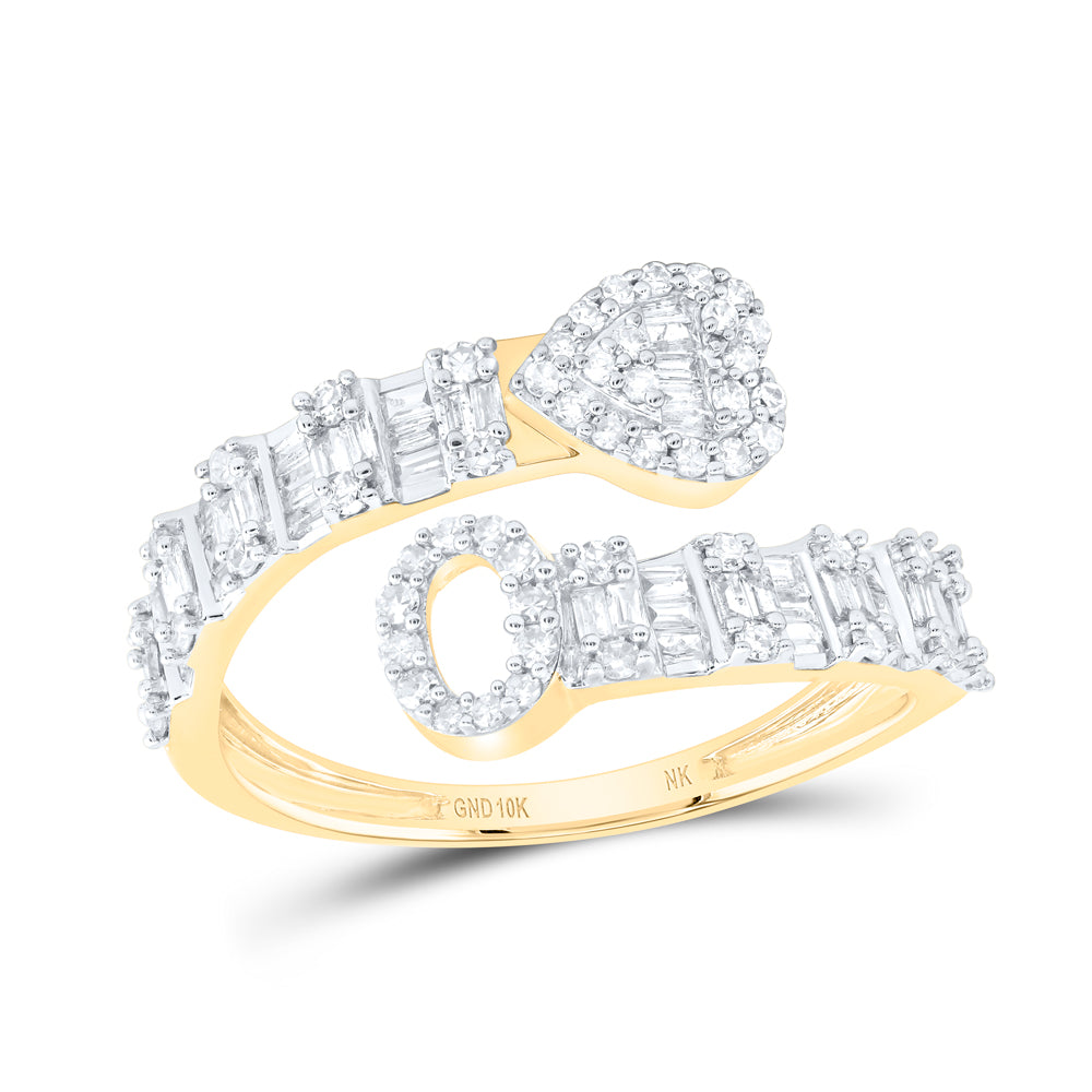 10kt Yellow Or White Gold Natural Diamond Fashion Initial Ladies Heart Cuff Wedding Engagement Anniversary Ring