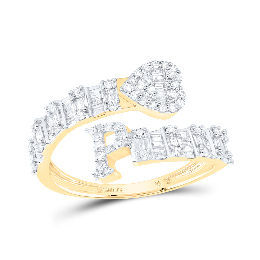 10kt Yellow Or White Gold Natural Diamond Fashion Initial Ladies Heart Cuff Wedding Engagement Anniversary Ring