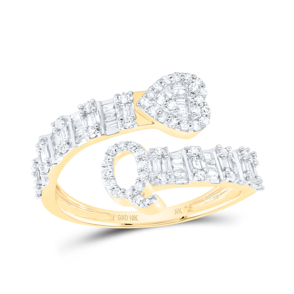 10kt Yellow Or White Gold Natural Diamond Fashion Initial Ladies Heart Cuff Wedding Engagement Anniversary Ring