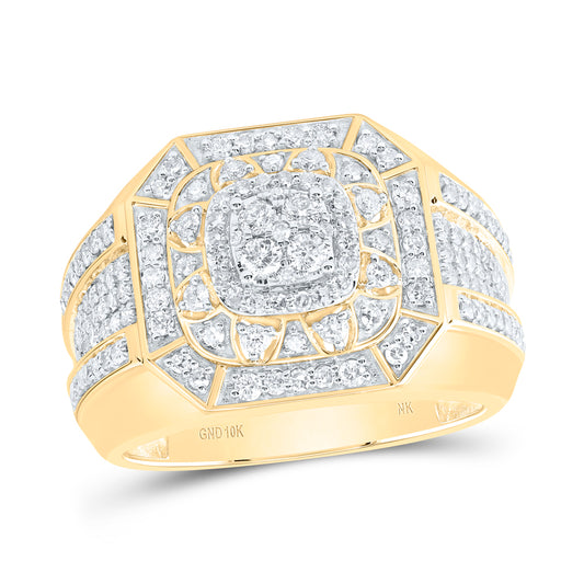 10kt Yellow Gold 1 1/3 Cttw Natural Diamond Men's Ring, Men Size: 8-12