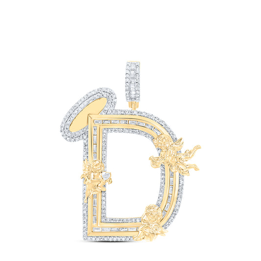 10kt Yellow Gold 1 1/4 Cttw Natural Diamond Angle " D" Mens Charm