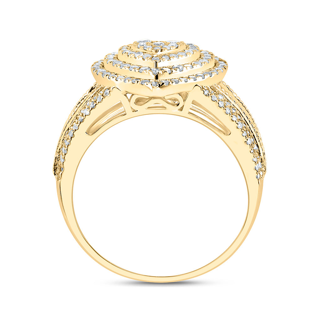 10kt Yellow Gold 1 Cttw Natural Diamond Fashion Heart Wedding Engagement Anniversary Ring, Women Size: 5-9