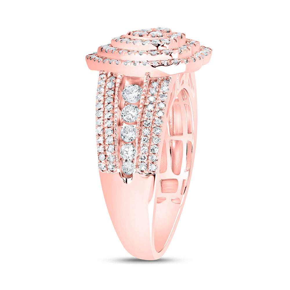 10kt Rose Gold 1 Cttw Natural Diamond Fashion Heart Wedding Engagement Anniversary Ring, Women Size: 5-9