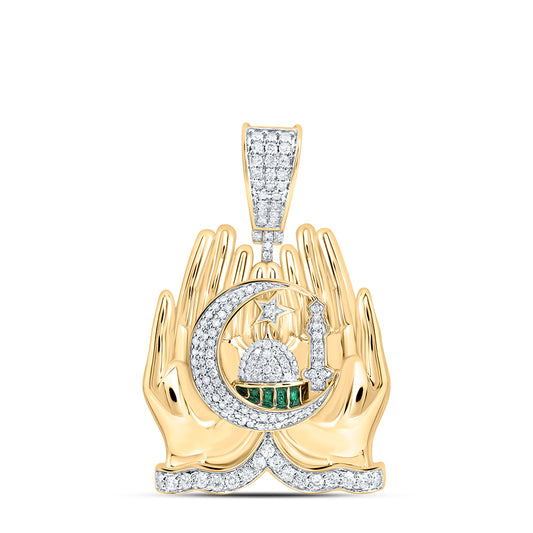 10kt Yellow Gold 1 Cttw Natural Diamond Praying Mens Charm