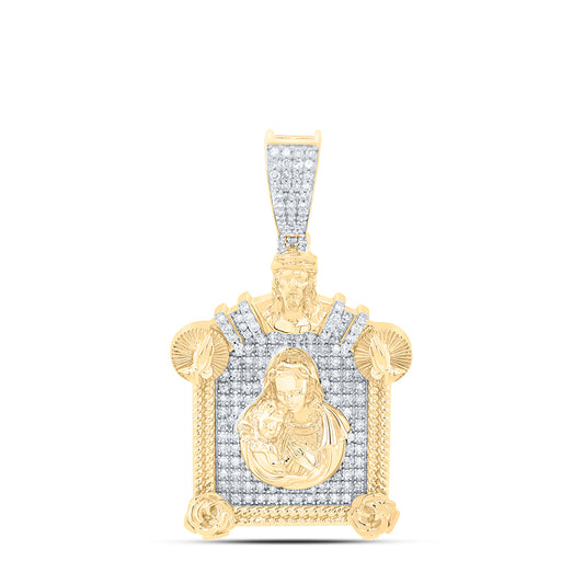 10kt Yellow Gold 1 Cttw Natural Diamond Mother Mary Mens Charm
