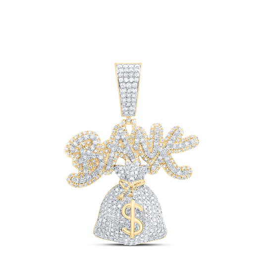 10kt Yellow Gold 1 5/8 Cttw Natural Diamond Bamoney Dollar Mens Charm