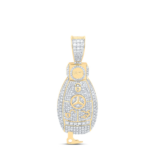 10kt Yellow Gold 1 7/8 Cttw Natural Diamond Key Mens Charm