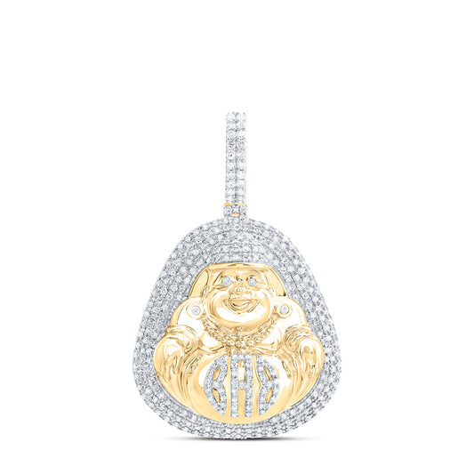 10kt Yellow Gold 1 1/2 Cttw Natural Diamond Laughing Buddha Mens Charm