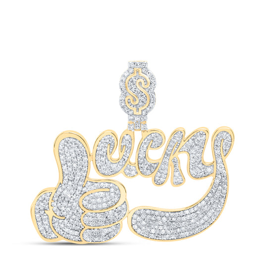 10kt Yellow Gold 1 3/4 Cttw Natural Diamond Lucky Dollar Mens Charm