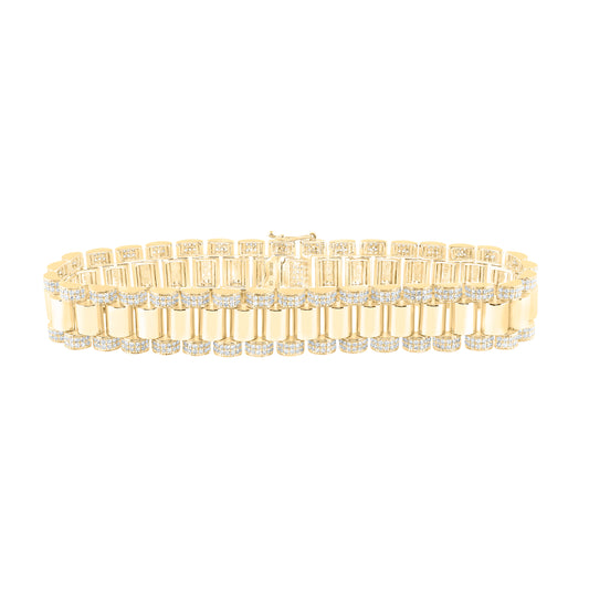14kt Yellow Gold 4 1/3 Cttw Diamond (13.5mm) Mens Bracelet, Length: 8.5 Inch