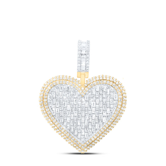 10kt Yellow Gold 1 7/8 Cttw Natural Diamond Fashion Heart Pendant