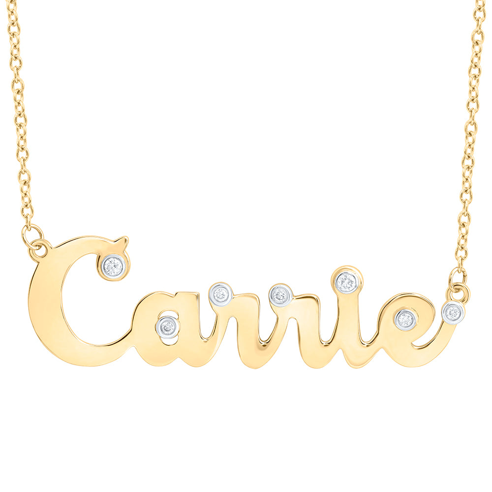10kt Yellow Gold Natural Diamond Necklace, Length: 18 Inch