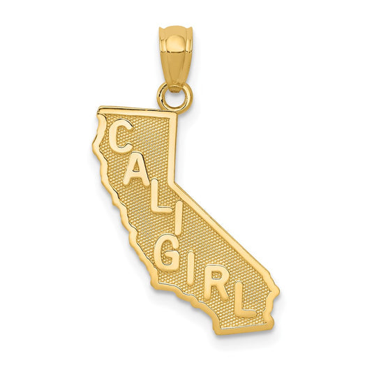 14K Yellow Gold CALI GIRL State Map Pendant