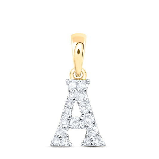10kt Yellow Or White Or Rose Gold Natural Diamond Initial Pendant