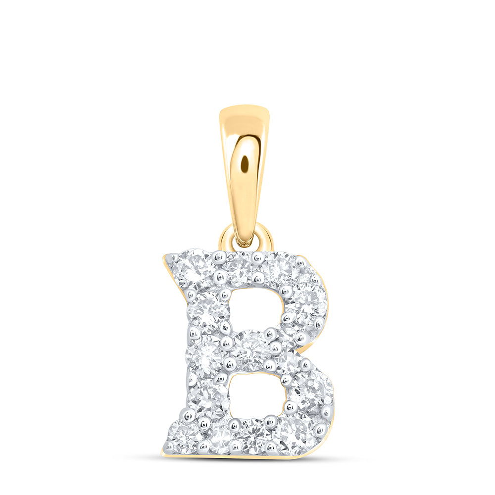 10kt Yellow Or White Or Rose Gold Natural Diamond Initial Pendant