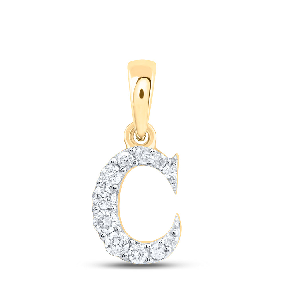 10kt Yellow Or White Or Rose Gold Natural Diamond Initial Pendant