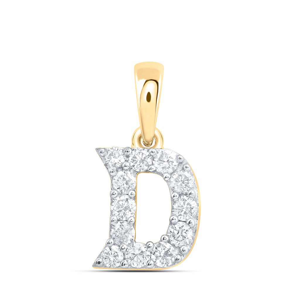 10kt Yellow Or White Or Rose Gold Natural Diamond Initial Pendant