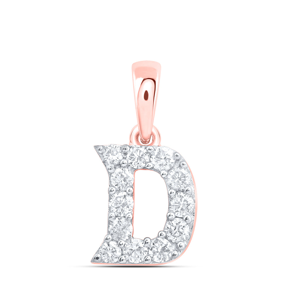 10kt Yellow Or White Or Rose Gold Natural Diamond Initial Pendant
