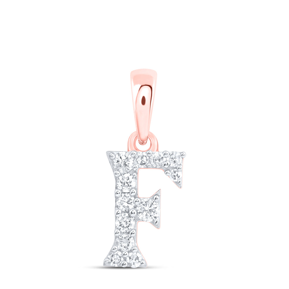 10kt Yellow Or White Or Rose Gold Natural Diamond Initial Pendant
