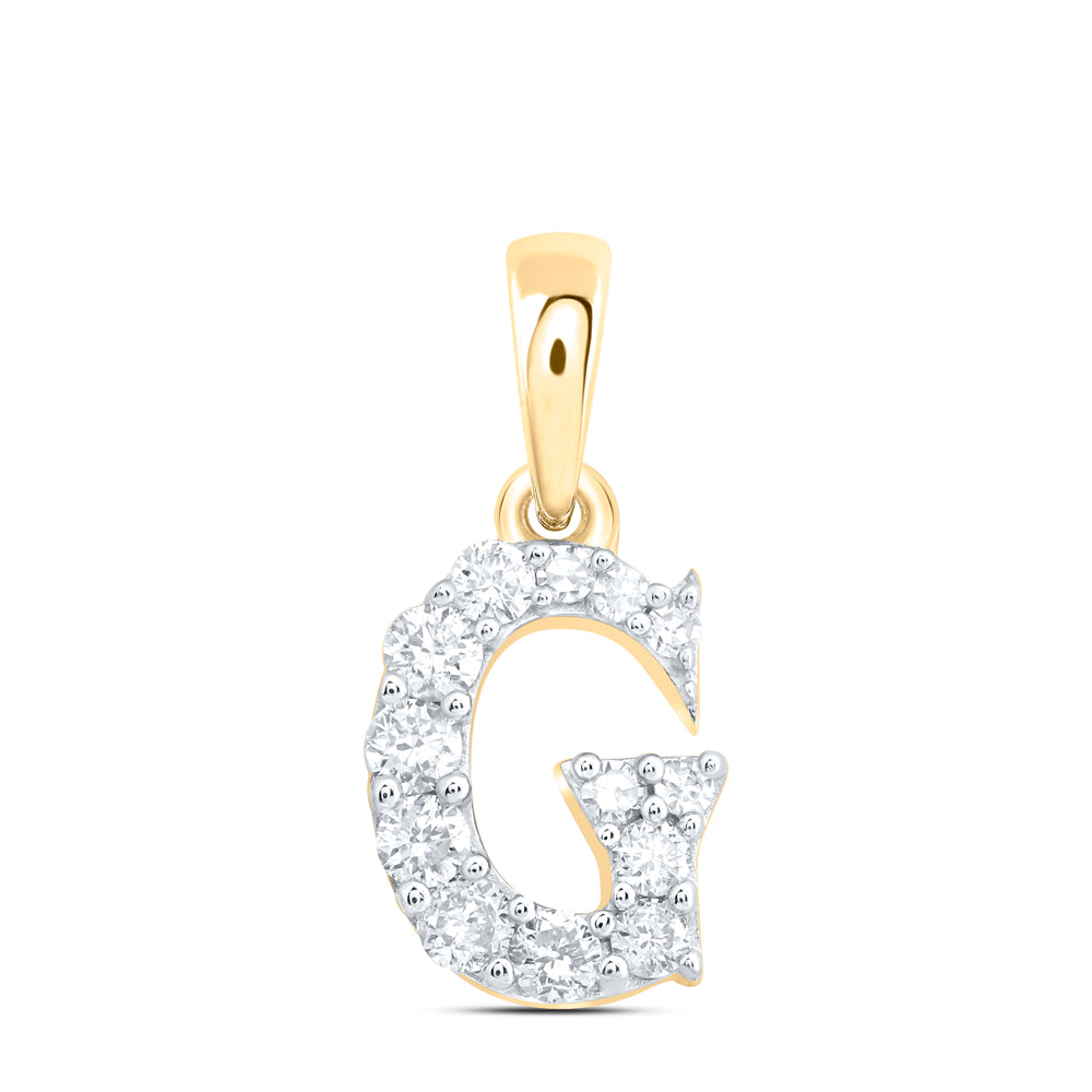 10kt Yellow Or White Or Rose Gold Natural Diamond Initial Pendant