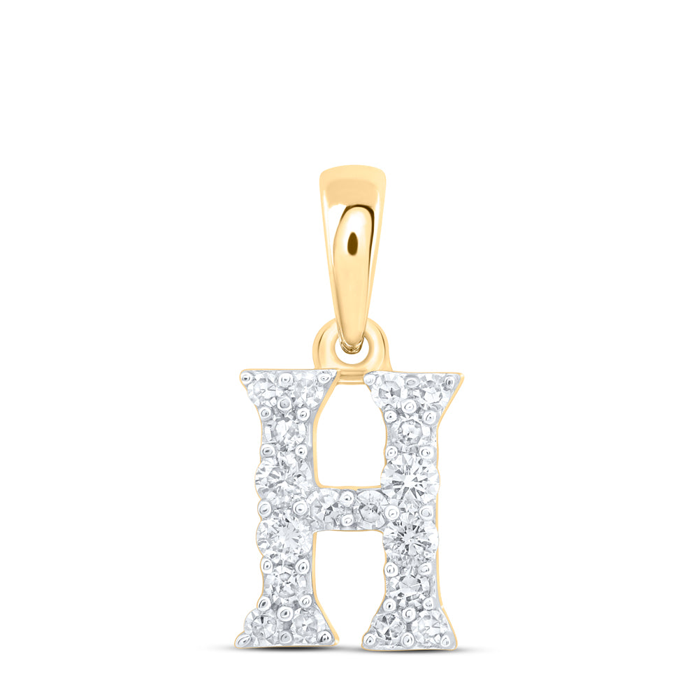 10kt Yellow Or White Or Rose Gold Natural Diamond Initial Pendant