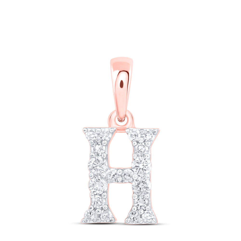 10kt Yellow Or White Or Rose Gold Natural Diamond Initial Pendant