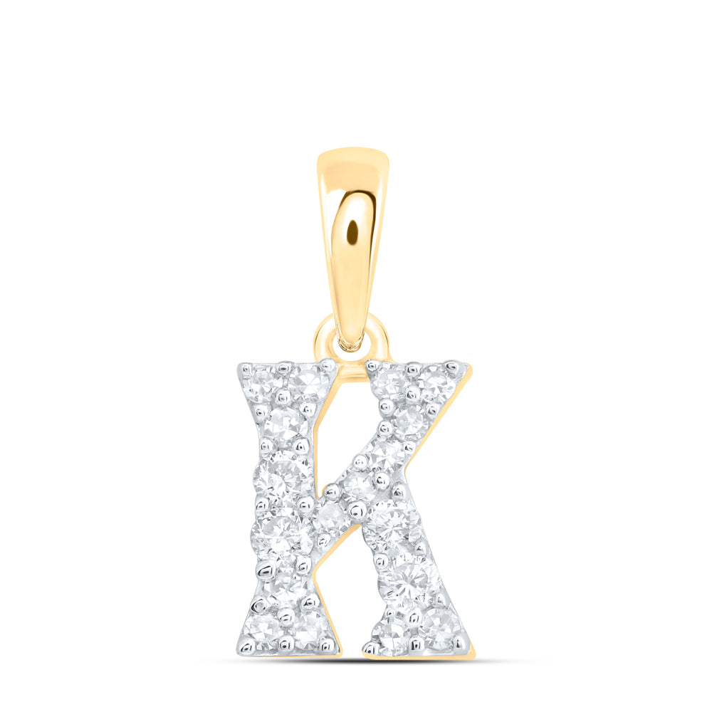 10kt Yellow Or White Or Rose Gold Natural Diamond Initial Pendant