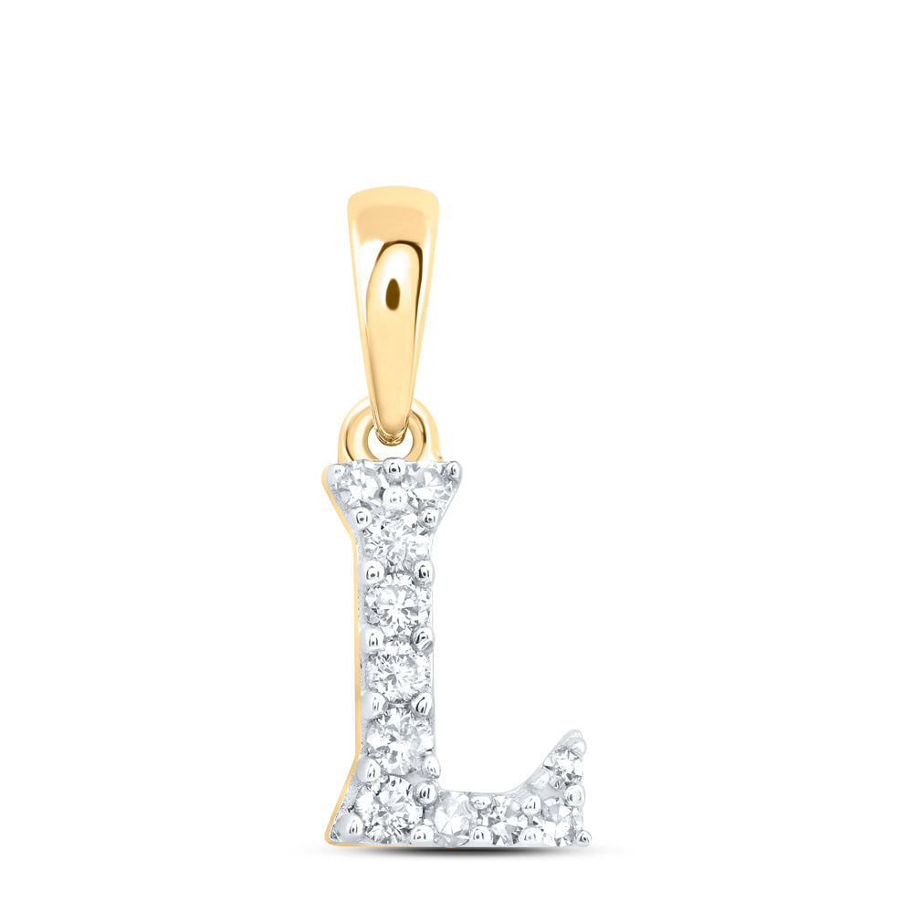 10kt Yellow Or White Or Rose Gold Natural Diamond Initial Pendant
