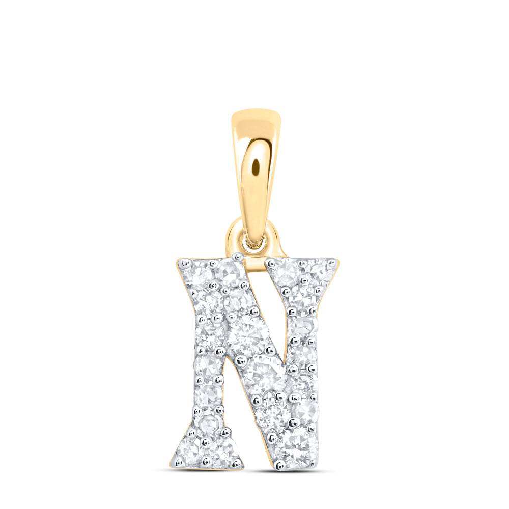 10kt Yellow Or White Or Rose Gold Natural Diamond Initial Pendant